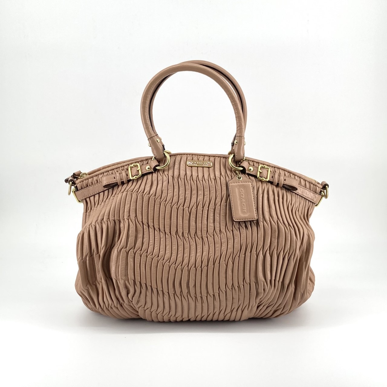 COACH(コーチ) マディソン ギャザードレザー リンジー サッチェル F18643 ハンドバッグ ベージュ
