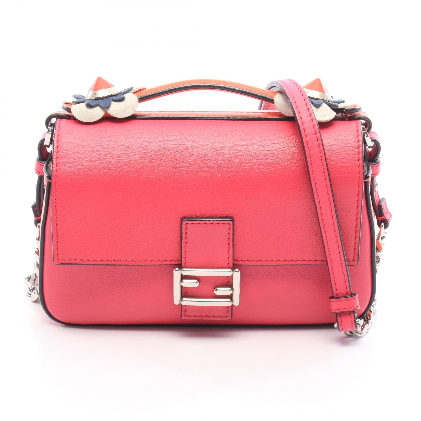 フェンディ FENDI ダブルマイクロバゲット 2WAY ハンドバッグ バッグ レザー レディース ピンク系 / ホワイト系 / マルチカラー 8M0371 【中古】