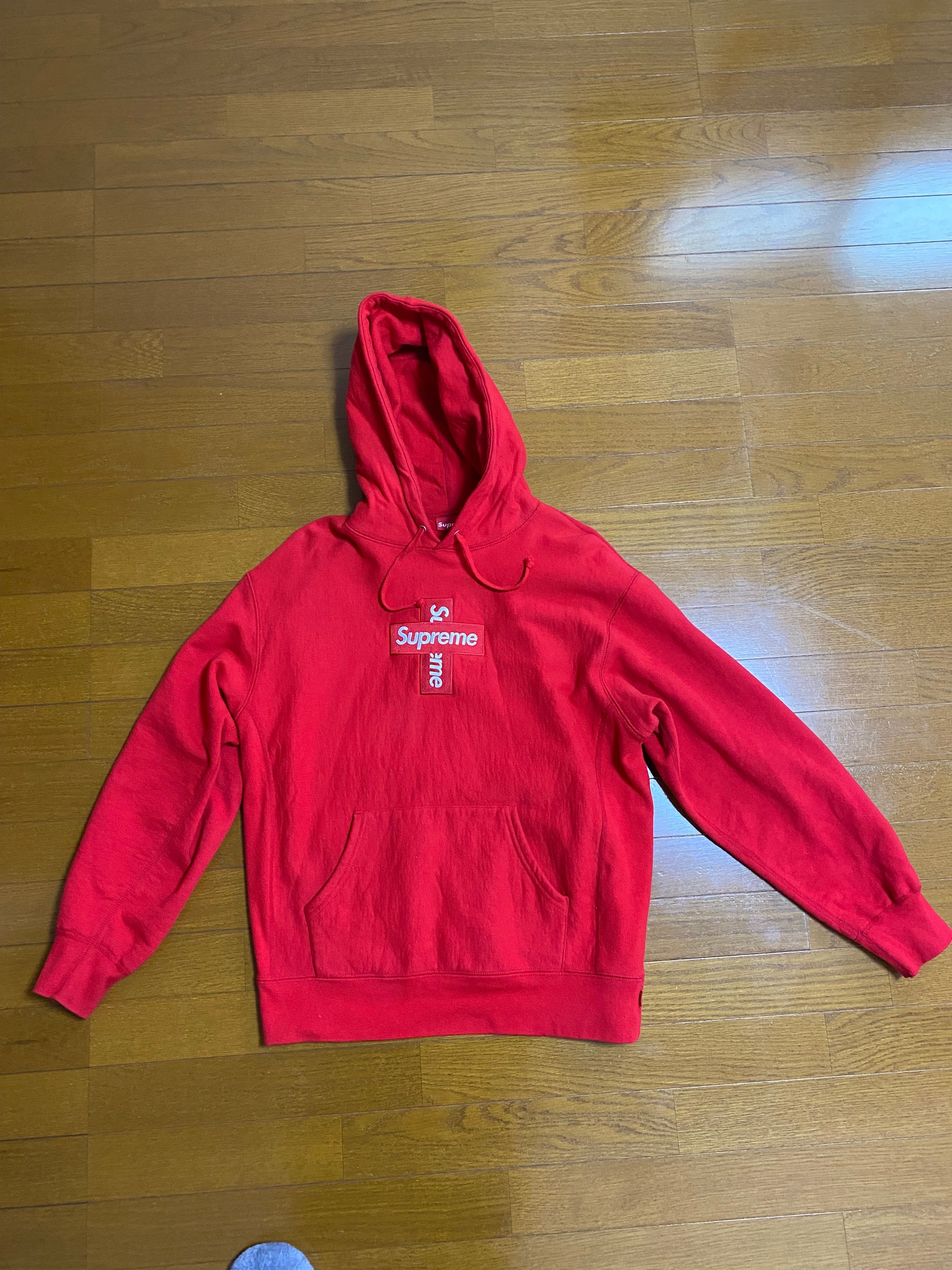 Supreme Cross Box Logo Hooded Sweatshirt "Red"