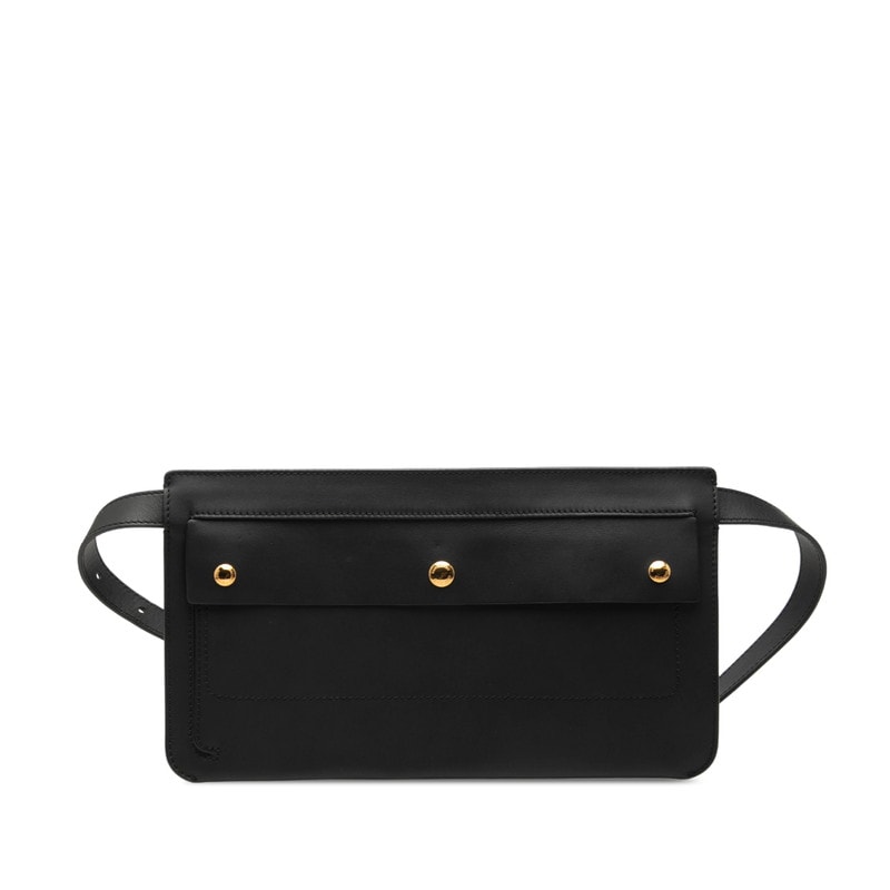バーバリー ウエストバッグ ボディバッグ ブラック レザー レディース BURBERRY 【中古】