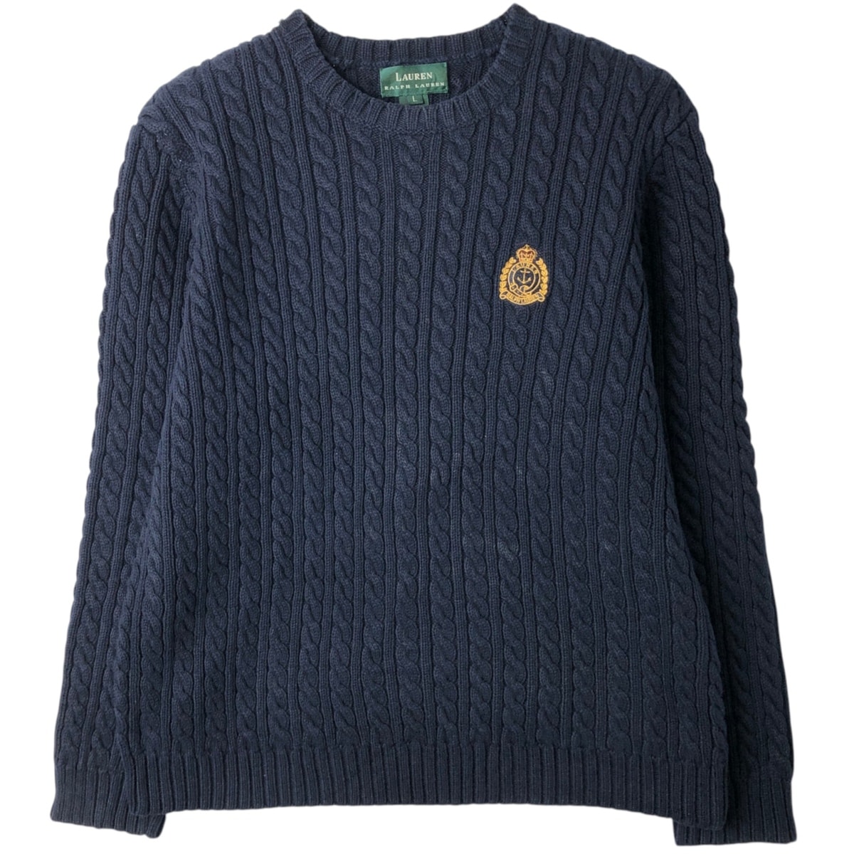 古着 ラルフローレン Ralph Lauren LAUREN ローレン ケーブル編み コットンニットセーター レディースL相当/eaa626294