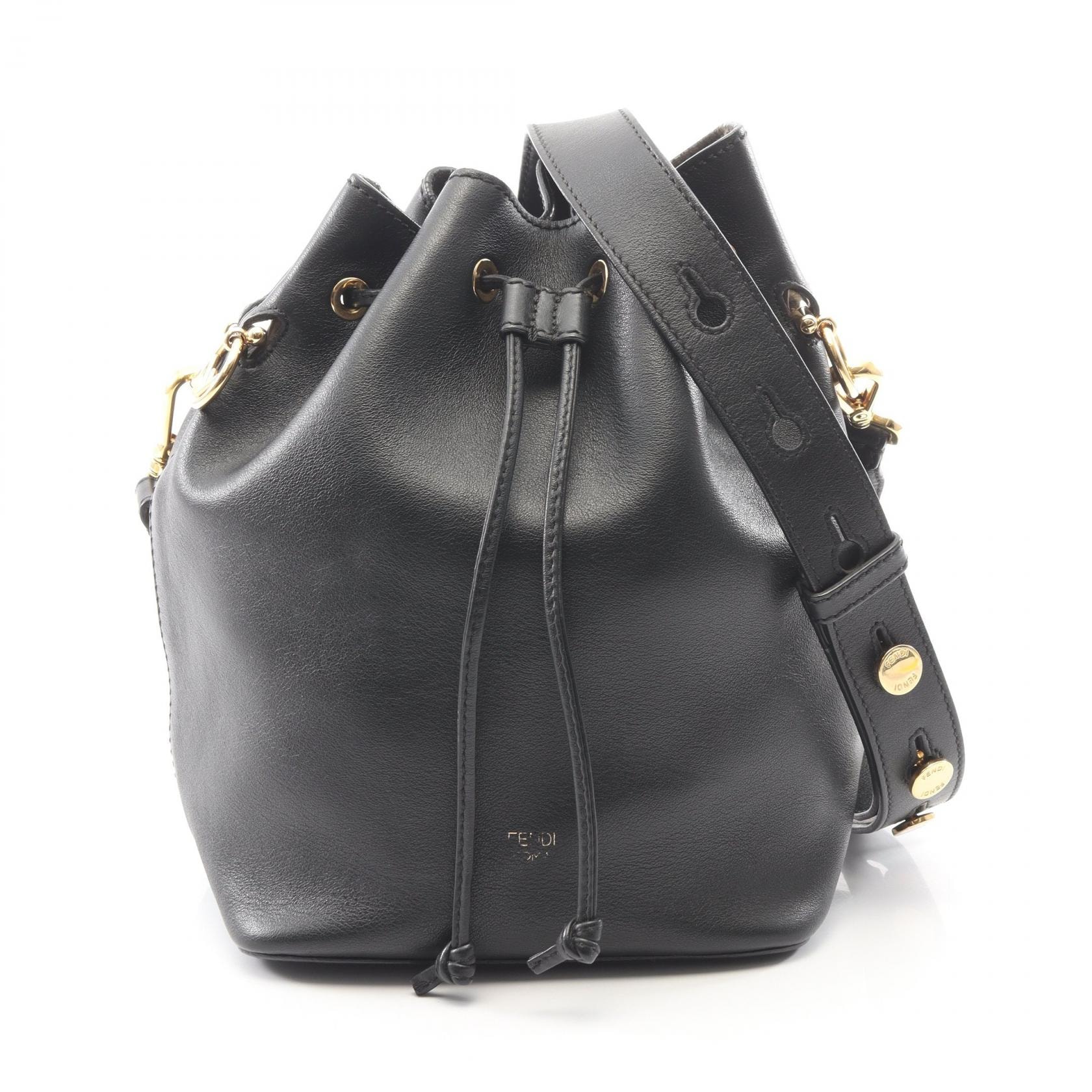フェンディ FENDI モントレゾール 巾着 ショルダーバッグ バッグ レザー レディース ブラック系 8BT298 【中古】