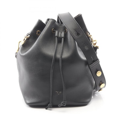 フェンディ FENDI モントレゾール 巾着 ショルダーバッグ バッグ レザー レディース ブラック系 8BT298 【中古】