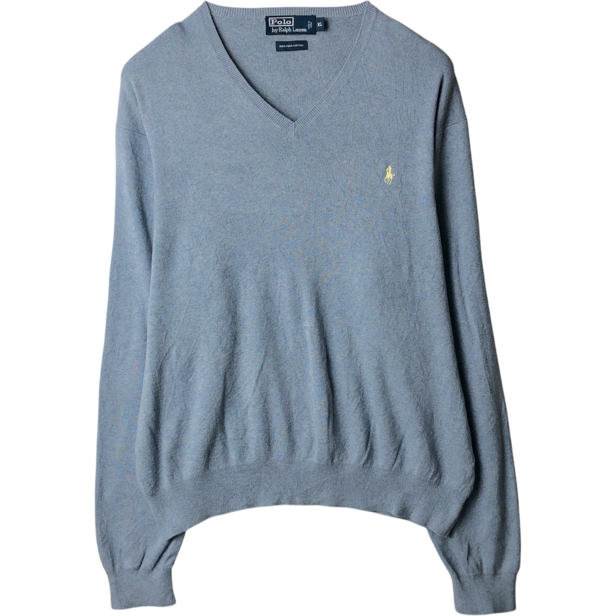 古着 ラルフローレン Ralph Lauren POLO by Ralph Lauren Vネック ピマコットンニットセーター メンズXL相当/eaa637199