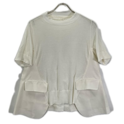 サカイ 26SS 26-08437 ホワイト WoolSuitingxCotton Knit Pullover カットソー 1