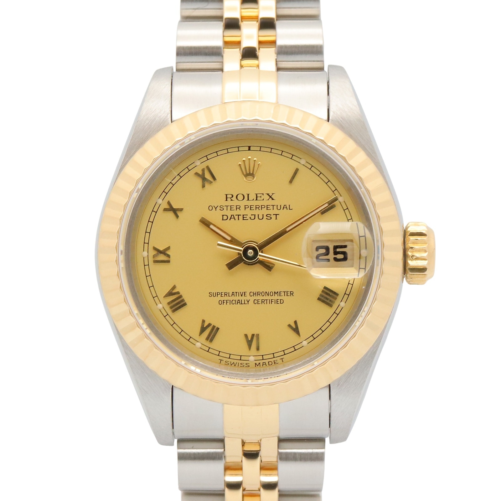 ロレックス ROLEX デイトジャスト W番 腕時計 時計 K18(イエローゴールド) ステンレススチール レディース ゴールド系 シャンパン/ローマ/ジュビリー 69173 【中古】