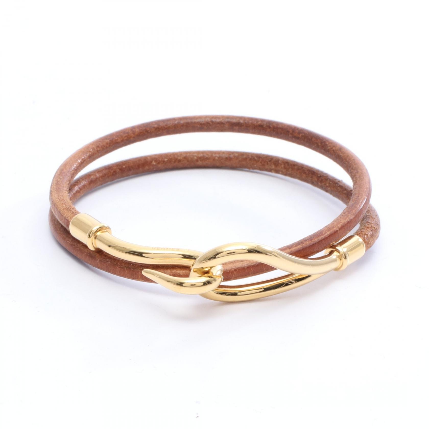 エルメス HERMES ジャンボチョーカー ブレスレット アクセサリー GP(ゴールドメッキ) レザー ゴールド レディース ゴールド系 / ブラウン系 【中古】
