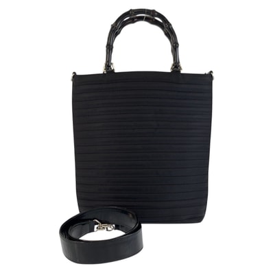 美品 GUCCI グッチ バンブー ブラック 黒 シルバー金具 ナイロン トートバッグ ショルダーバッグ 603279 【中古】