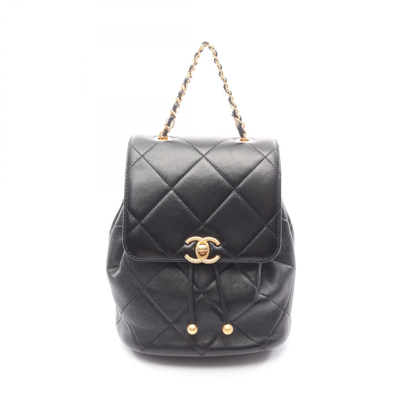 シャネル CHANEL CHANEL19 リュックサック バックパック バッグ ラムスキン(羊革) レディース ブラック系 【中古】