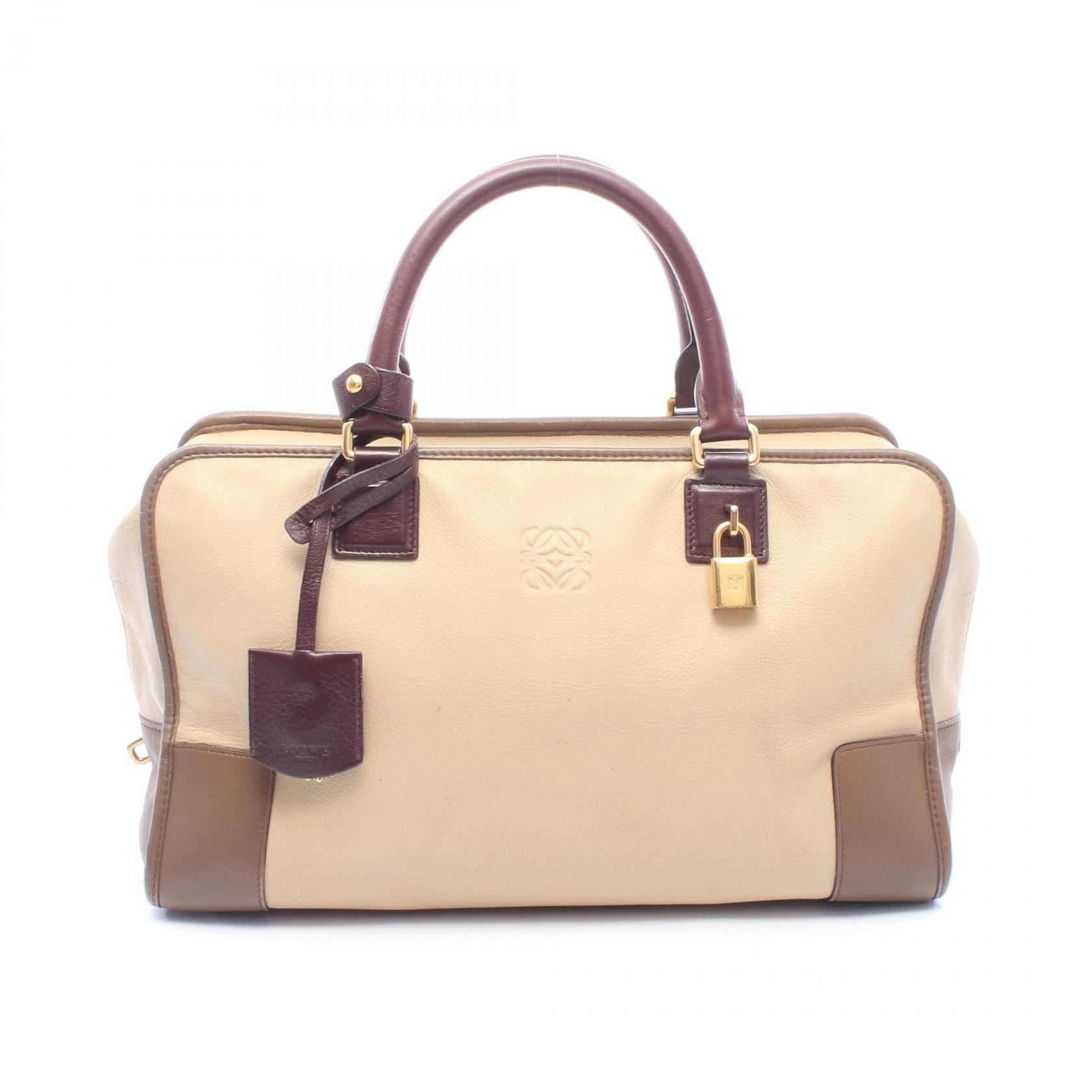 ロエベ LOEWE アマソナ36 ハンドバッグ バッグ レザー レディース ベージュ系 / ブラウン系 / ボルドー系 【中古】