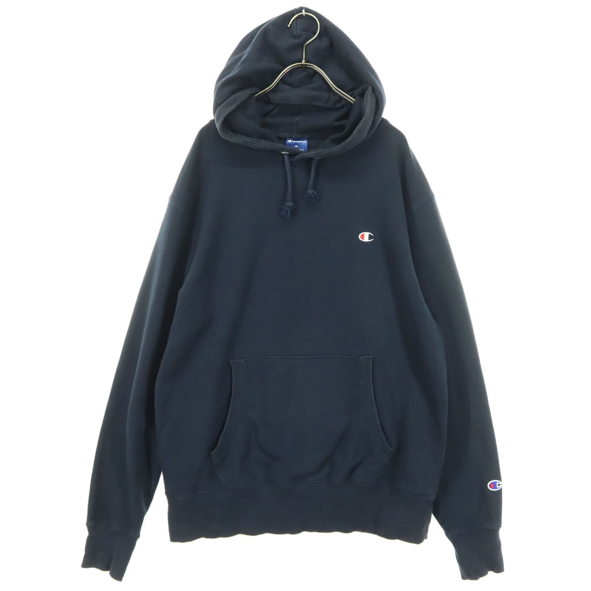Champion チャンピオン ロゴ刺繍 長袖 スウェットパーカー XL ネイビー