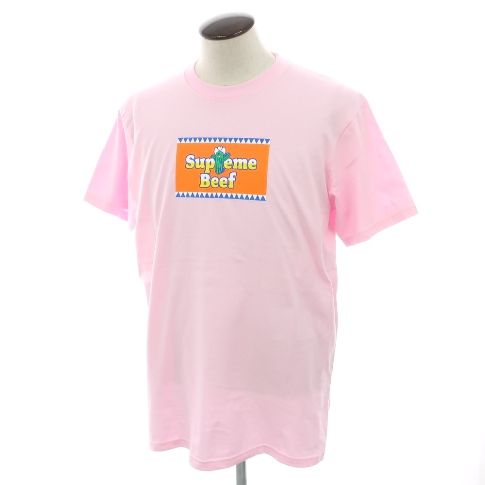 【中古】シュプリーム Supreme 2025年春夏 Beef Tee コットン クルーネック 半袖Tシャツ ライトピンク【サイズL】【メンズ】