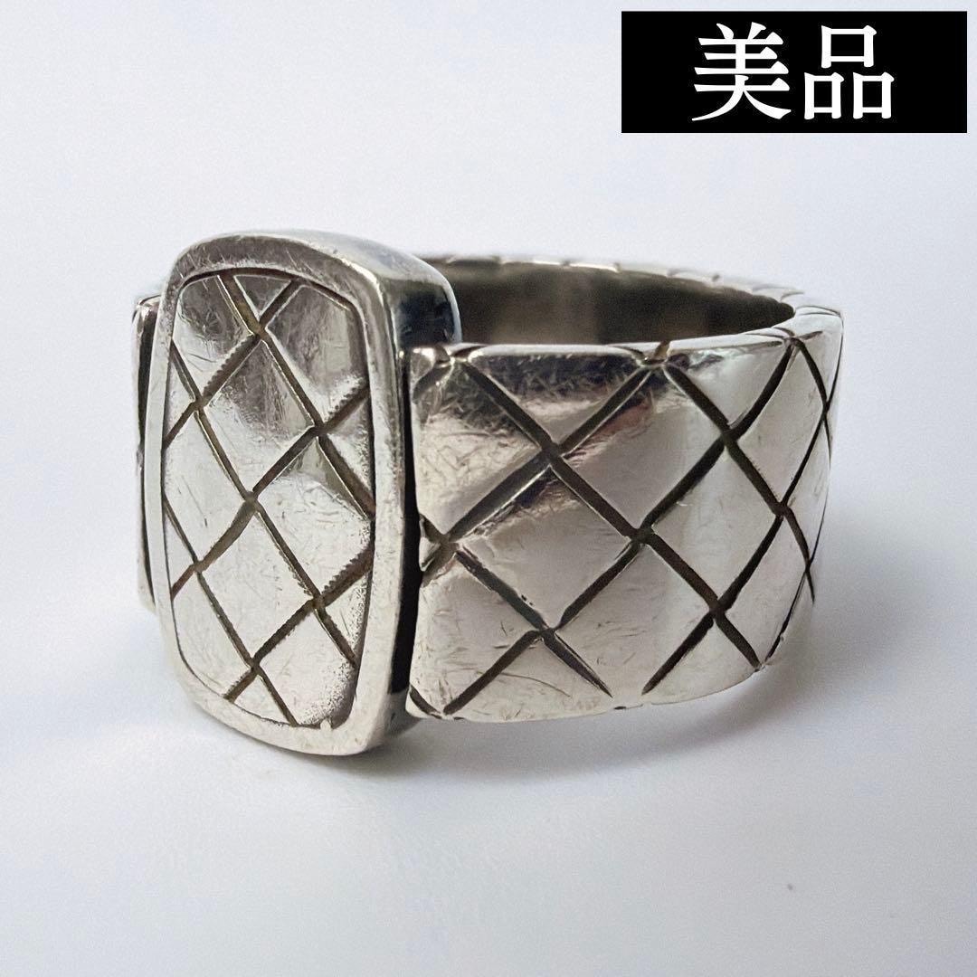 【美品】BOTTEGA VENETA ボッテガヴェネタ イントレチャート SV925 リング 13号 シルバー メンズ レディース