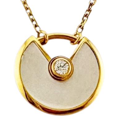カルティエ アミュレット ネックレス 18金 K18イエローゴールド マザーオブパール レディース CARTIER 中古
