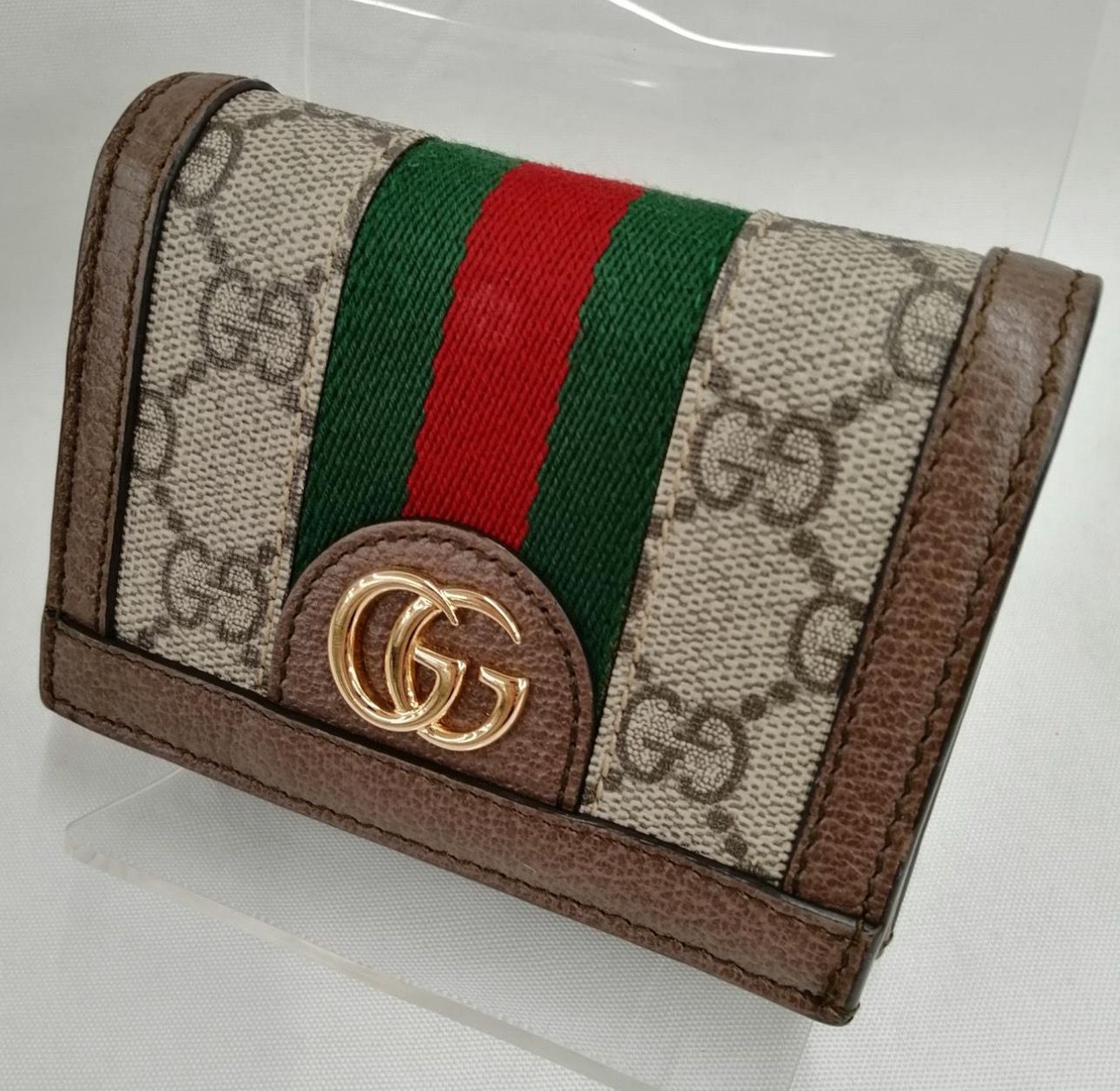 GUCCI GG Supreme Ophidia GG Card Case Wallet "Beige/Ebony"