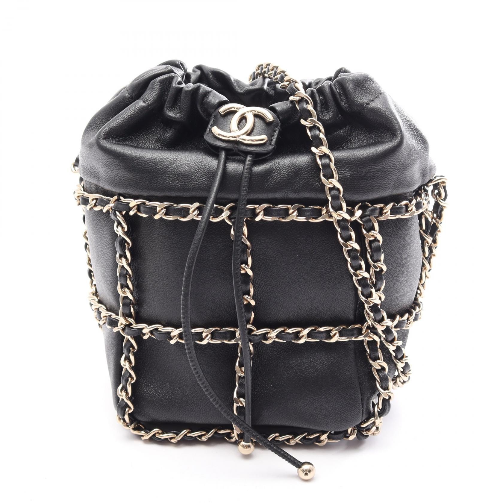 シャネル CHANEL ココマーク 巾着 ショルダーバッグ バッグ ラムスキン(羊革) レディース ブラック系 AS2313 【中古】