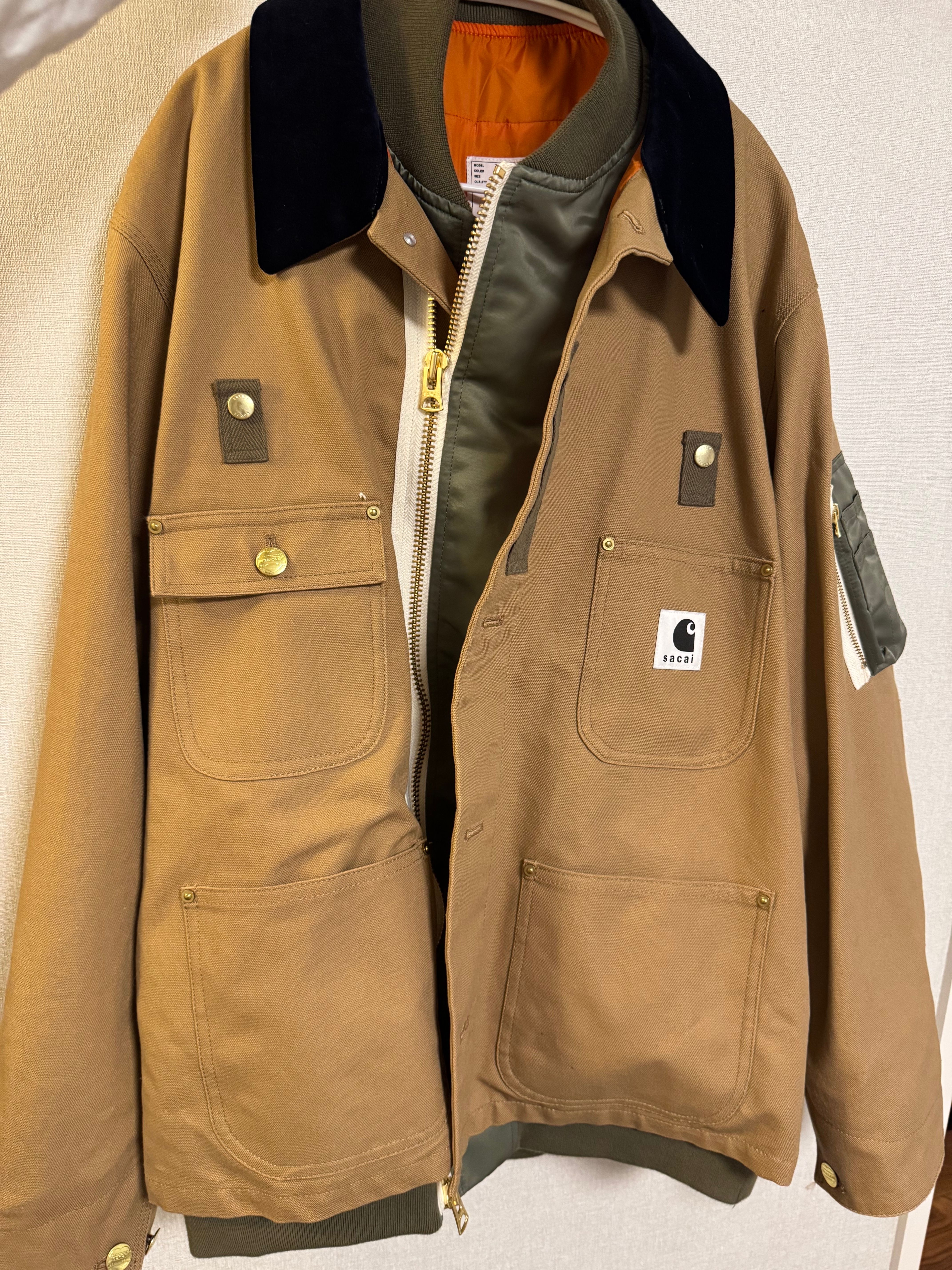 Carhartt WIP x sacai Canvas MA-1 Jacket Michigan "Beige"