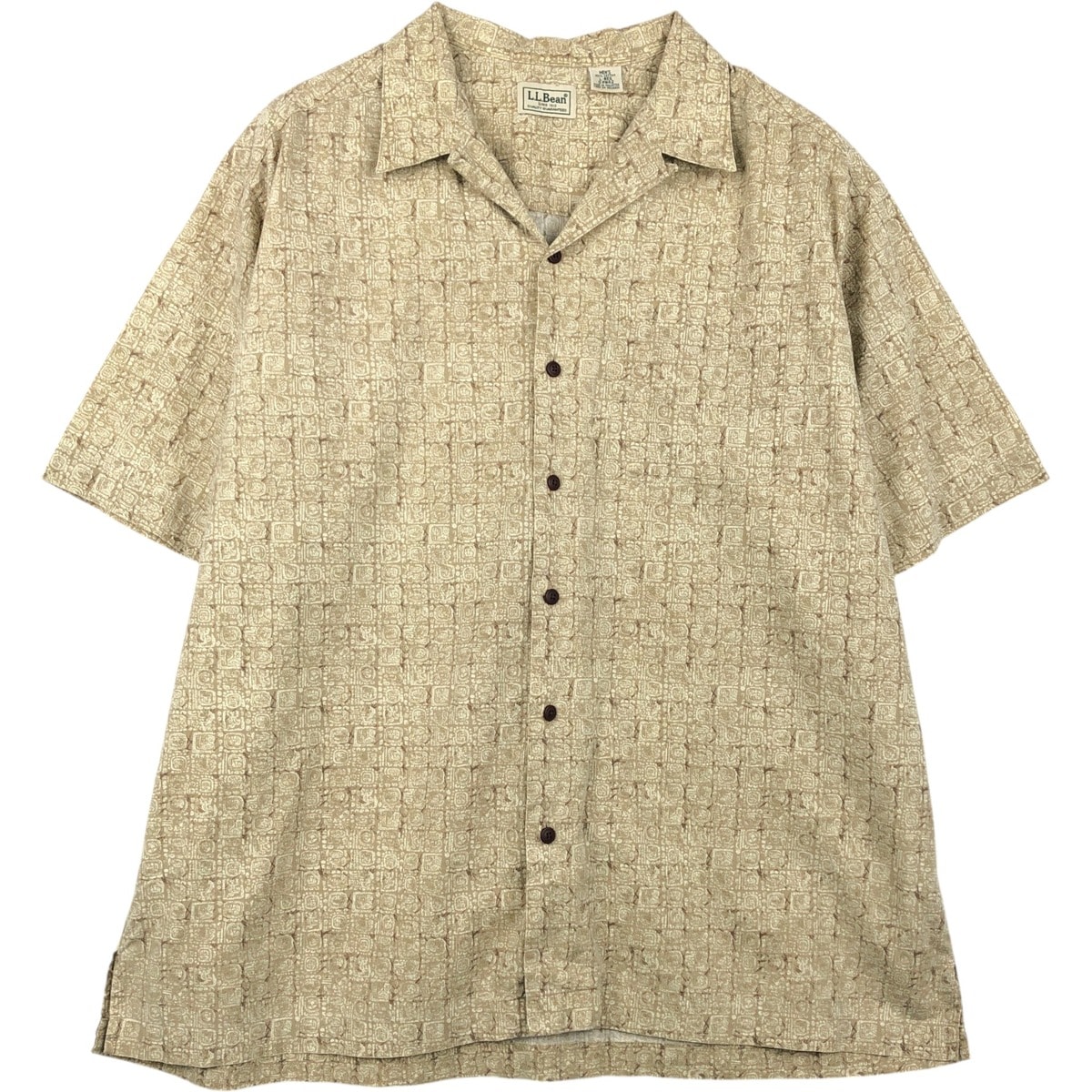 古着 90~00年代 エルエルビーン L.L.Bean 総柄 半袖 オープンカラー コットンシャツ ボックスシャツ メンズL相当 ヴィンテージ/eaa655320