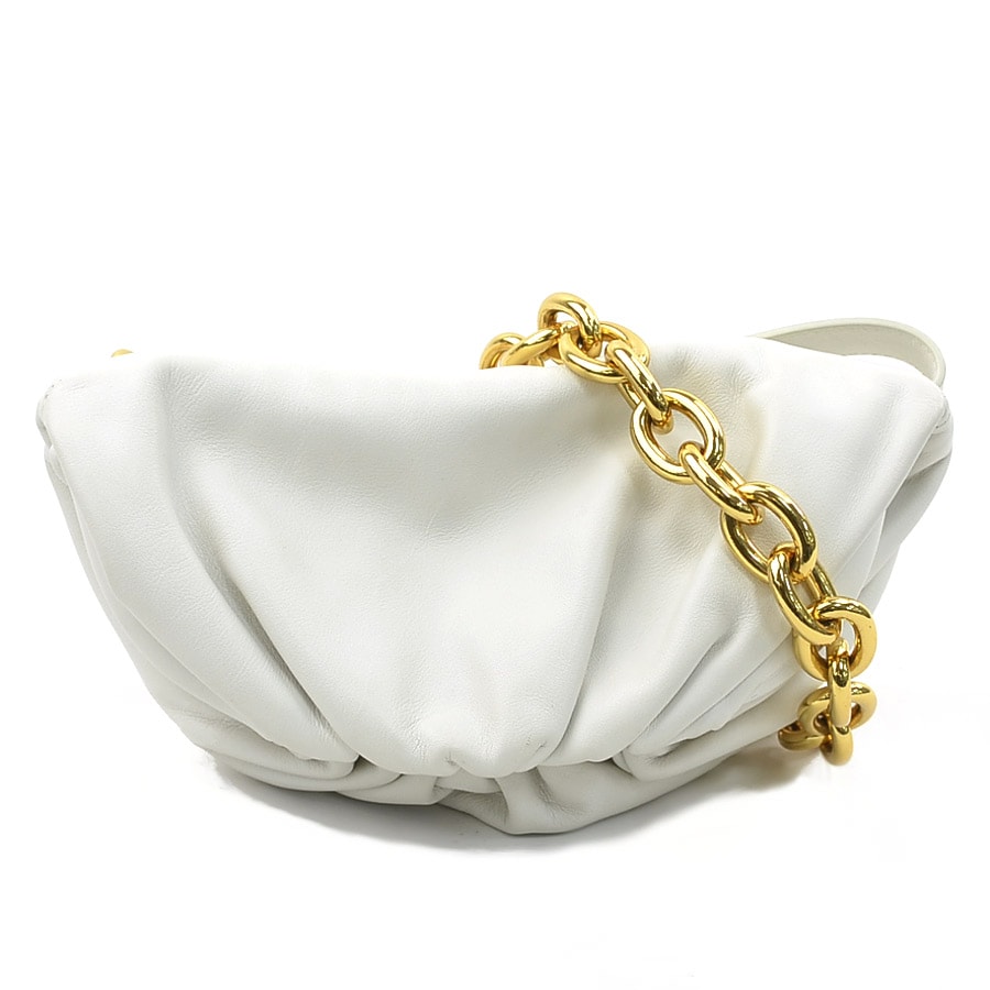 ボッテガヴェネタ BOTTEGAVENETA ショルダーバッグ ザ チェーンポーチ ミニ レザー ホワイト レディース【中古】 h31555a