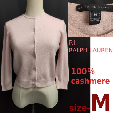 RL RALPH LAUREN/ラルフローレン★カーディガン/カシミヤ100%【レディースM/pink】ニット/Cardigan/sweater◆BJBJ141-c