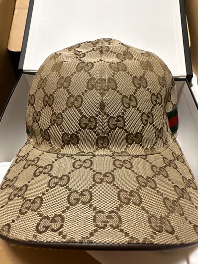 GUCCI Original GG Canvas Baseball Hat With Web "Beige/Ebony"
