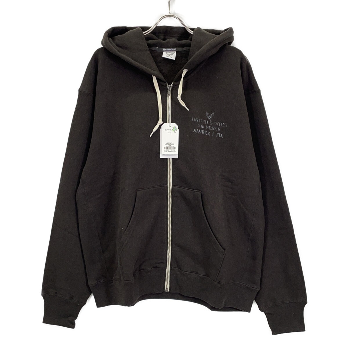 アヴィレックス 25AW 783-5231008 ブラック ヴィンテージ ジップアップ フーディ 2XL