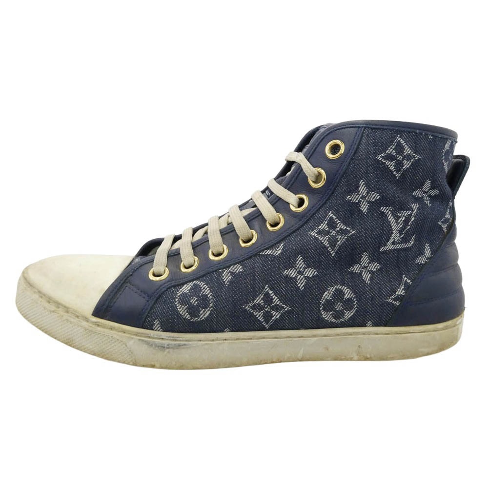LOUIS VUITTON ルイ・ヴィトン ステラーライン モノグラム ハイカット スニーカー ブルー系 ホワイト系 38【中古】
