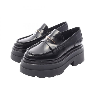 アレキサンダーワン alexanderwang メタルロゴ プラットフォーム ローファー 靴 レザー レディース ブラック系 【中古】