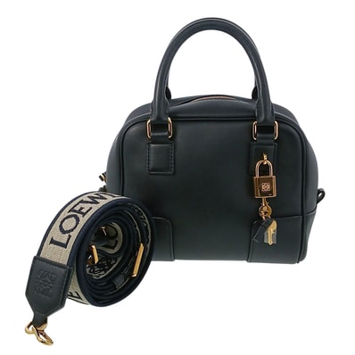 LOEWE ロエベ アマソナ16 スクエアバッグ ショルダーバッグ A039N21 レザー ブラック レディース【中古】