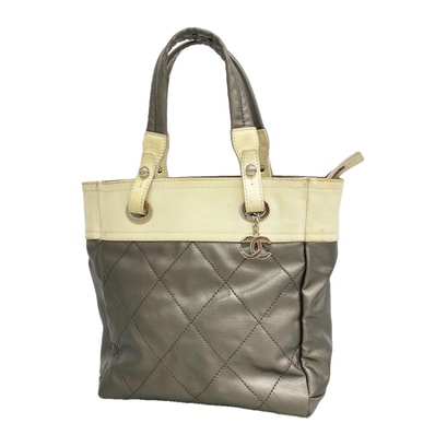 ★最終価格【6ie7092】シャネル トートバッグ パリビアリッツ キャンバス シルバー アイボリー シルバー金具【中古】レディース