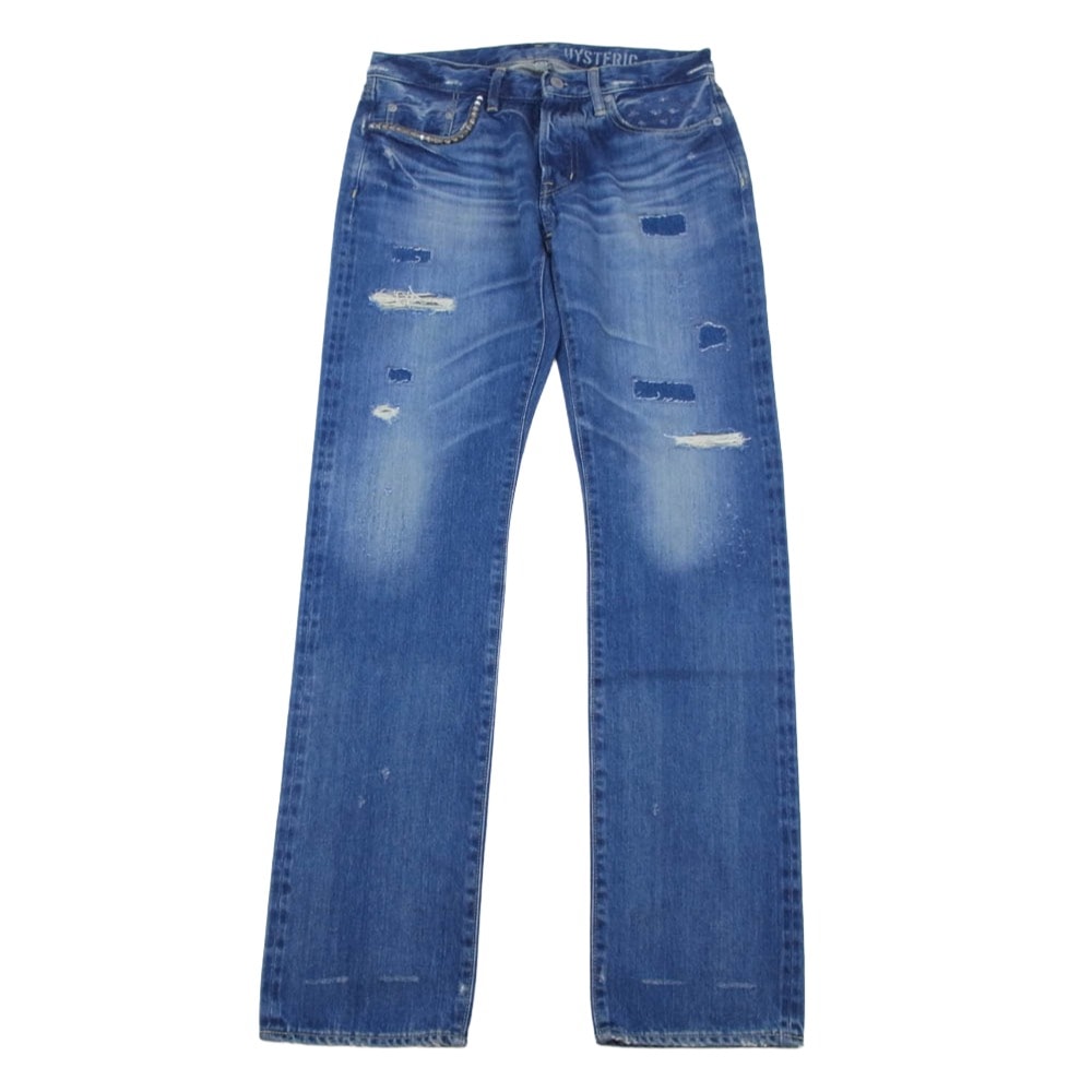 HYSTERIC GLAMOUR ヒステリックグラマー デニムパンツ 0243AP17 SP加工 小窓リメイク スリムストレートPT デニムパンツ インディゴブルー系 31【中古】