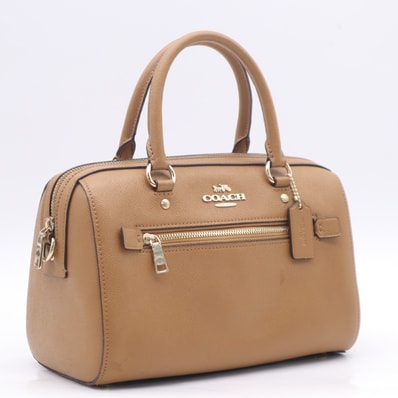 美品 COACH コーチ クロスグレインレザー ラグジュアリー ローワン サッチェル F79946 ハンドバッグ ブラウン クロスグレインレザー レディース