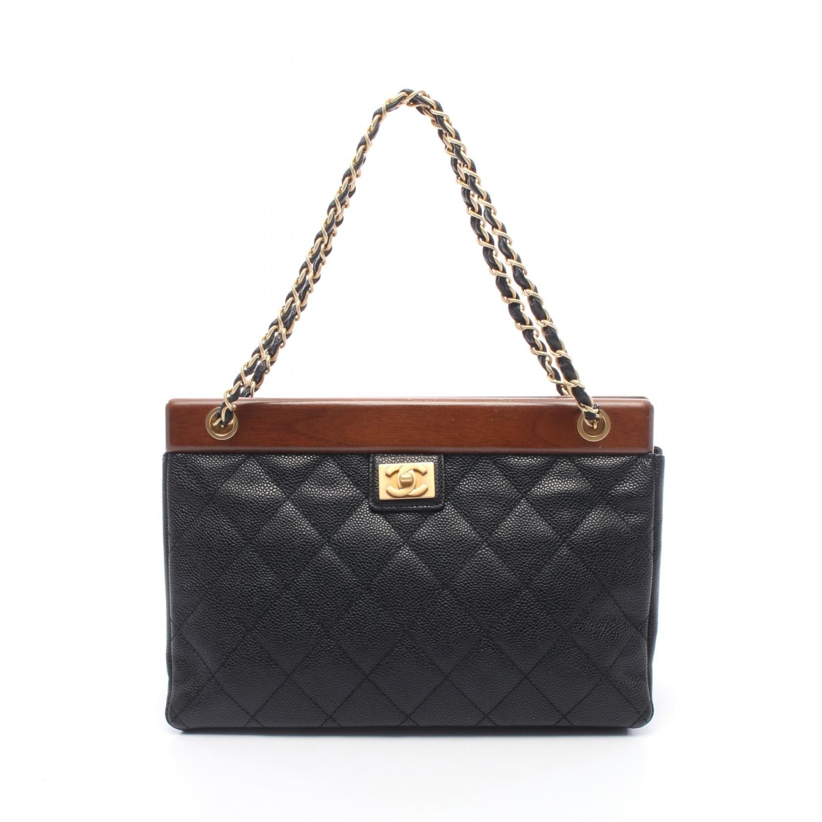 シャネル CHANEL マトラッセ トートバッグ バッグ カーフ(牛革) ウッド レディース ブラック系 / ブラウン系 【中古】
