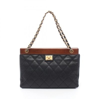 シャネル CHANEL マトラッセ トートバッグ バッグ カーフ(牛革) ウッド レディース ブラック系 / ブラウン系 【中古】