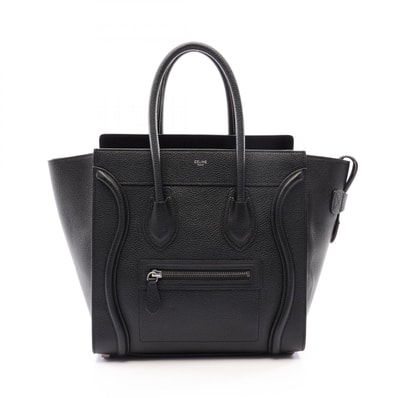 セリーヌ CELINE ラゲージ マイクロ ショッパー ハンドバッグ バッグ レザー レディース ブラック系 【中古】