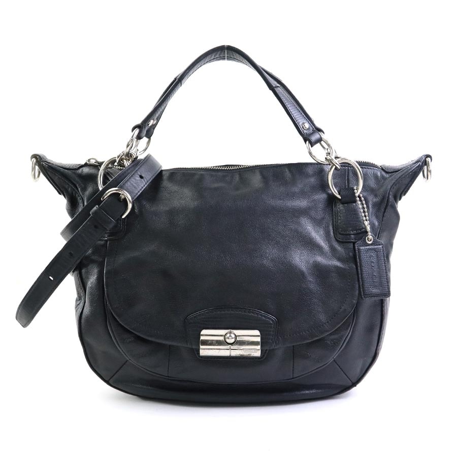 コーチ COACH ハンドバッグ ショルダーバッグ レザー ブラック レディース【中古】 r11449a