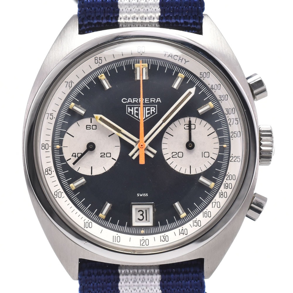 ホイヤー Heuer 73453 カレラ パンダダイヤル クロノグラフ ホワイト/ネイビー 自動巻き メンズ 良品 腕時計 H#149964