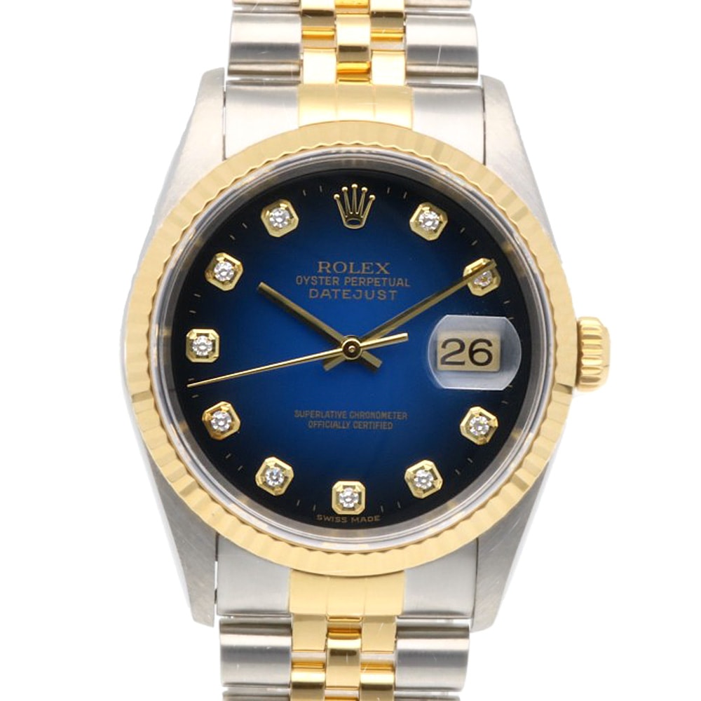 ロレックス デイトジャスト オイスターパーペチュアル 腕時計 時計 ステンレススチール 16233G 自動巻き オーバーホール済 磨き直し済 U番 メンズ 1年保証 ROLEX  中古