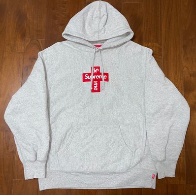 Supreme Cross Box Logo Hooded Sweatshirt "Grey"