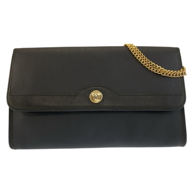 美品 Christian Dior クリスチャンディオール ヴィンテージ ハニカム柄 ブラック 黒 ゴールド金具 PVC ハンドバッグ チェーンショルダーバッグ 604217 【中古】