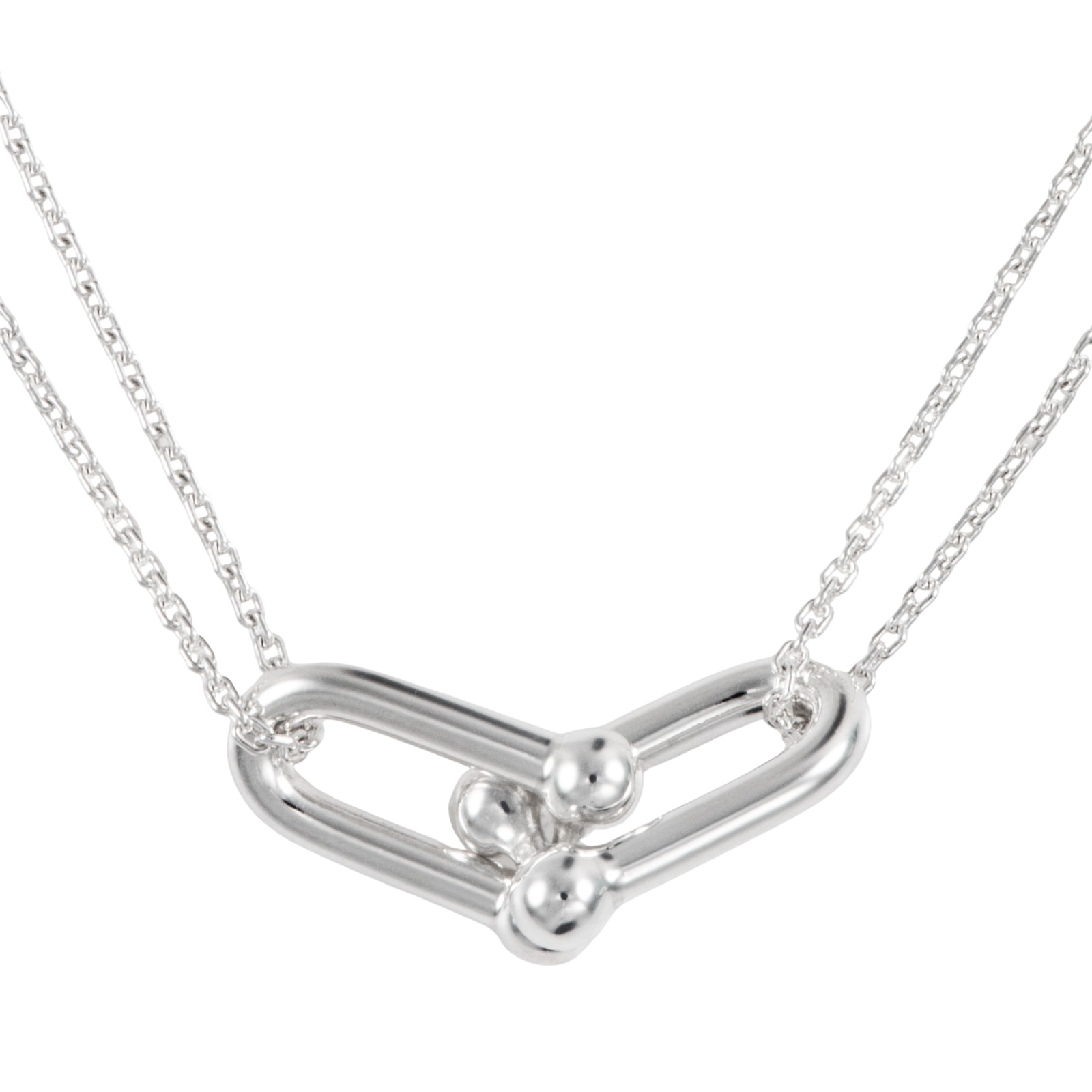 TIFFANY&Co. ティファニー ハードウェア ダブル リンク ペンダント ネックレス スターリングシルバー シルバー【中古】