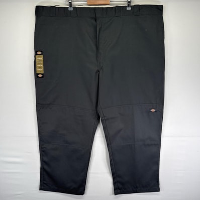 古着 デッドストック ディッキーズ Dickies パンツ 大きいサイズ ジッパーフライ ダブルニー ワンポイント w54 L30 グレー系 メンズ