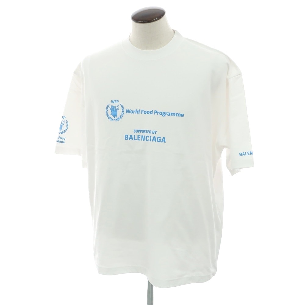 【中古】バレンシアガ BALENCIAGA × THE WORLD FOOD PROGRAMME コットン クルーネック 半袖Tシャツ ホワイト【サイズXL】【メンズ】