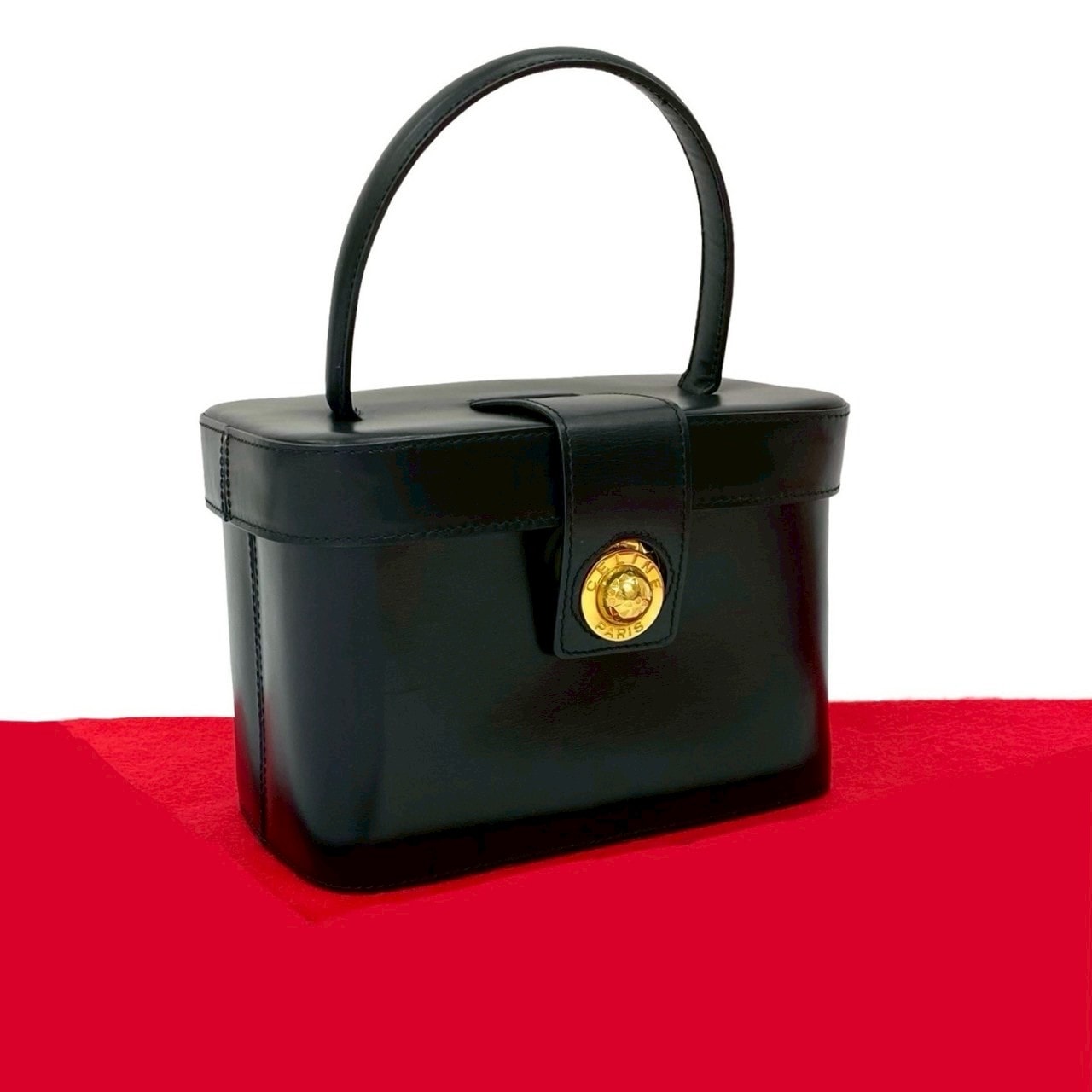 CELINE セリーヌ スターボール 金具 レザー ハンドバッグ ブラック
 137-7