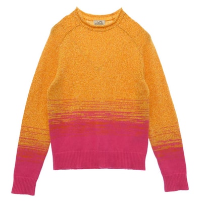 HERMES エルメス 22SS イタリア製 カシミア カシミヤ グラデーション ニット セーター オレンジ系 ピンク系 S【中古】
