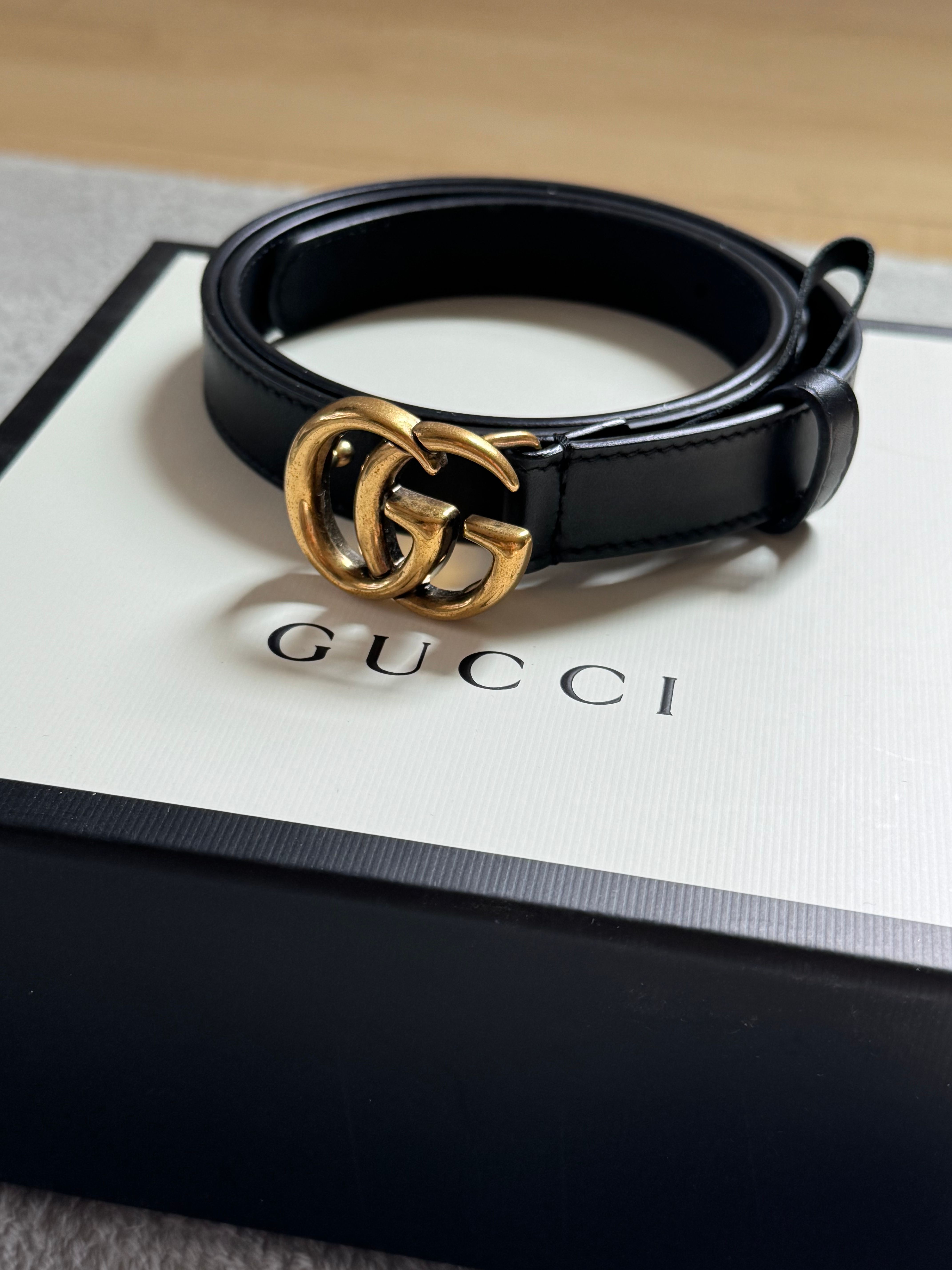 GUCCI GG Marmont Thin Belt "Black"