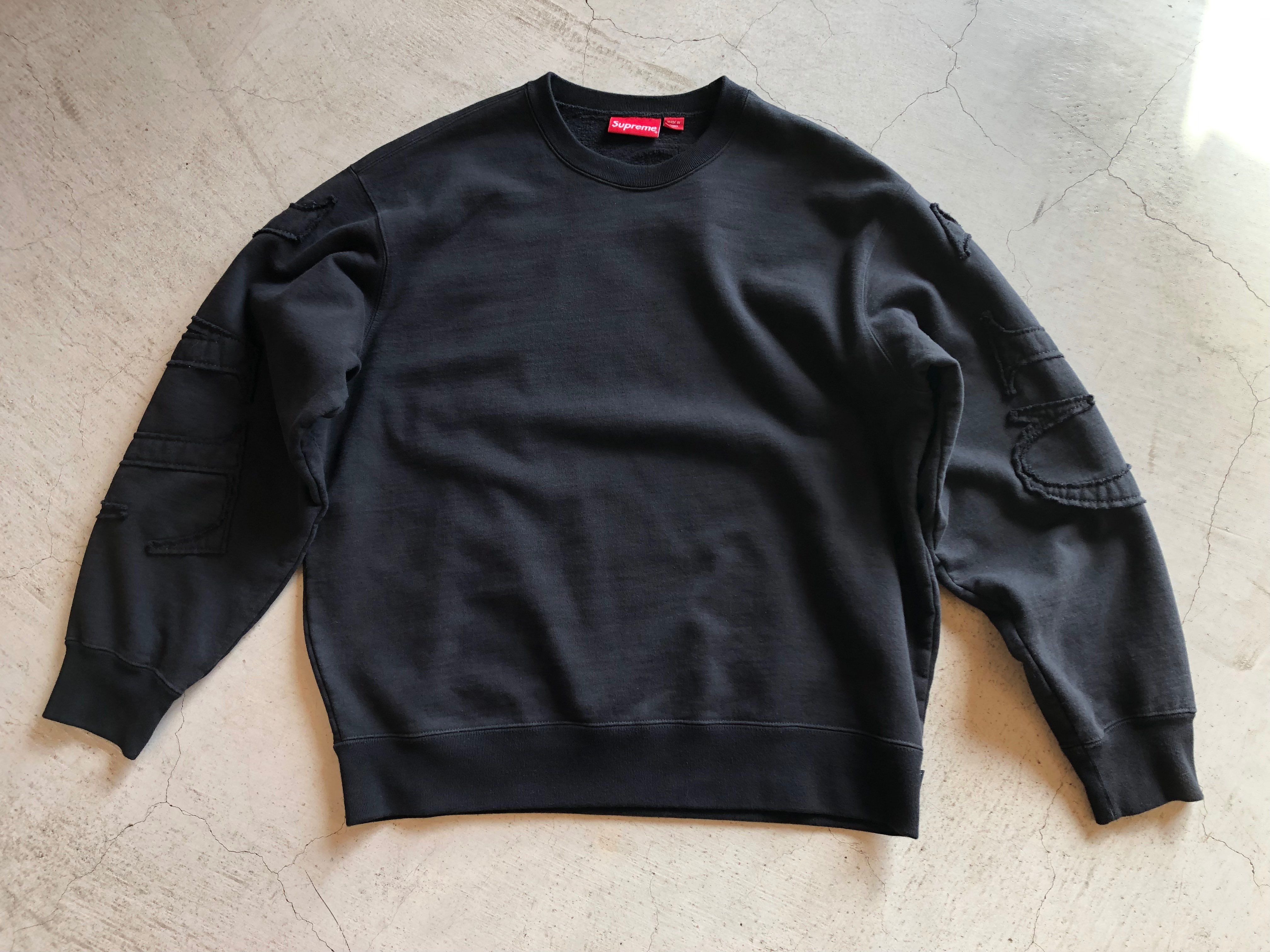 Supreme Tonal Applique Crewneck "Black"