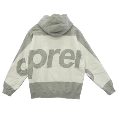 Supreme シュプリーム 21SS Big Logo Hooded Sweatshirt BlacK ビッグロゴ フーデッド スウェットシャツ プルオーバー パーカー グレー系 M【中古】