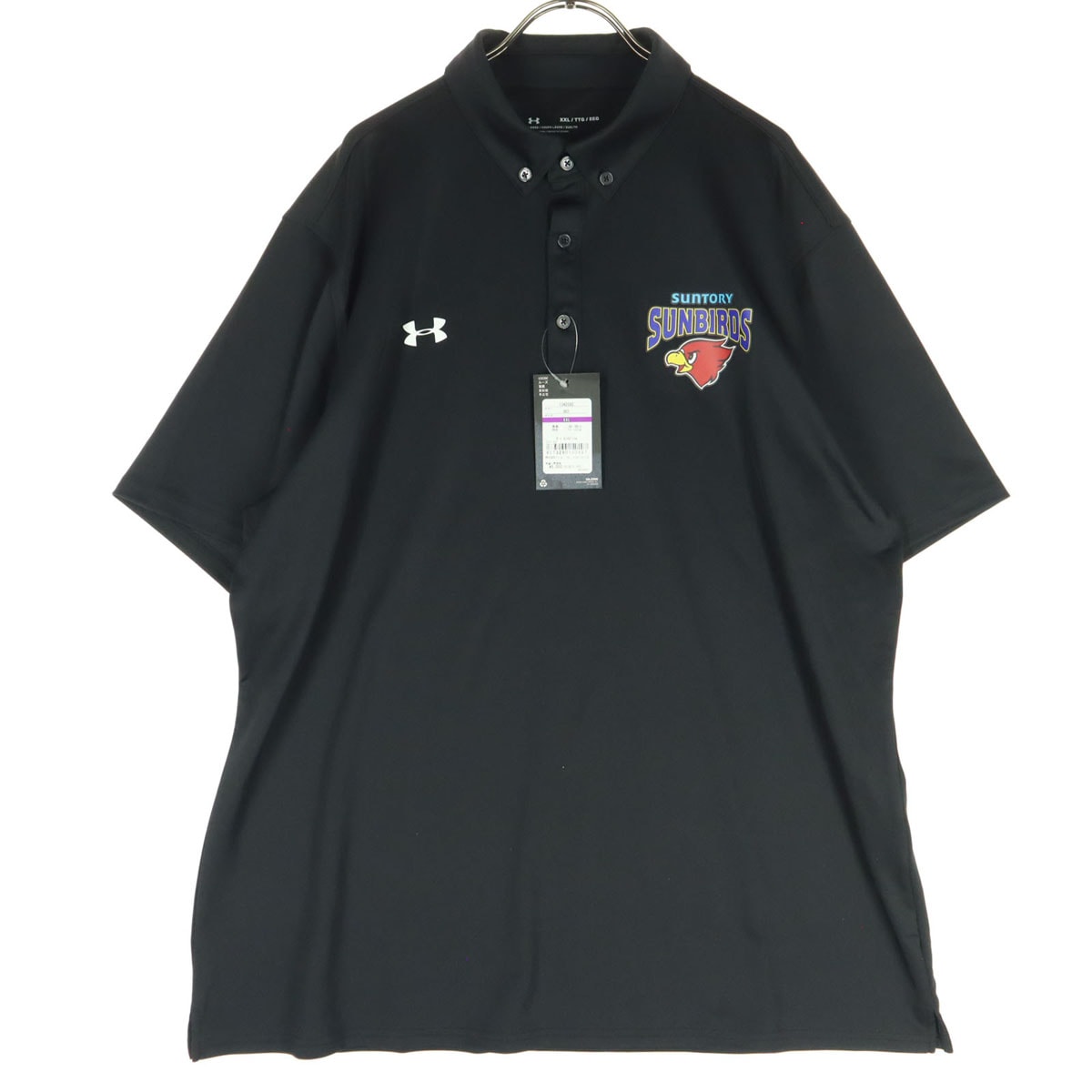 未使用 UNDER ARMOUR アンダーアーマー サントリーサンバーズ大阪 半袖 ボタンダウン ポロシャツ XXL ブラック