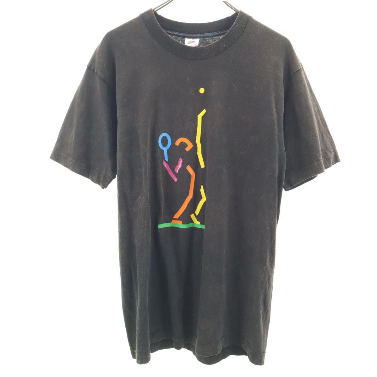 FRUIT OF THE LOOM フルーツオブザルーム 90s USA製 オールド 半袖 シングルステッチ Tシャツ L ブラック系